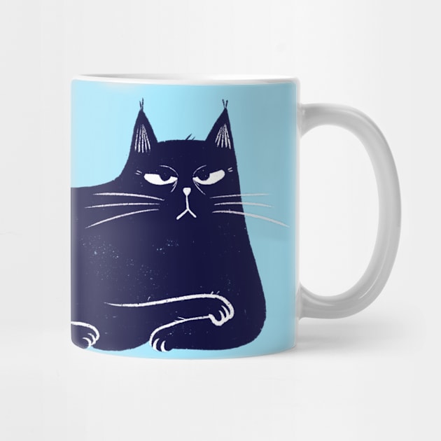 Moody blue cat not happy mood - facing right by iulistration